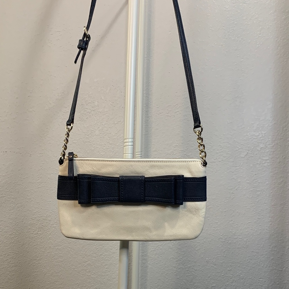kate spade White and Navy Bow Crossbody Bag